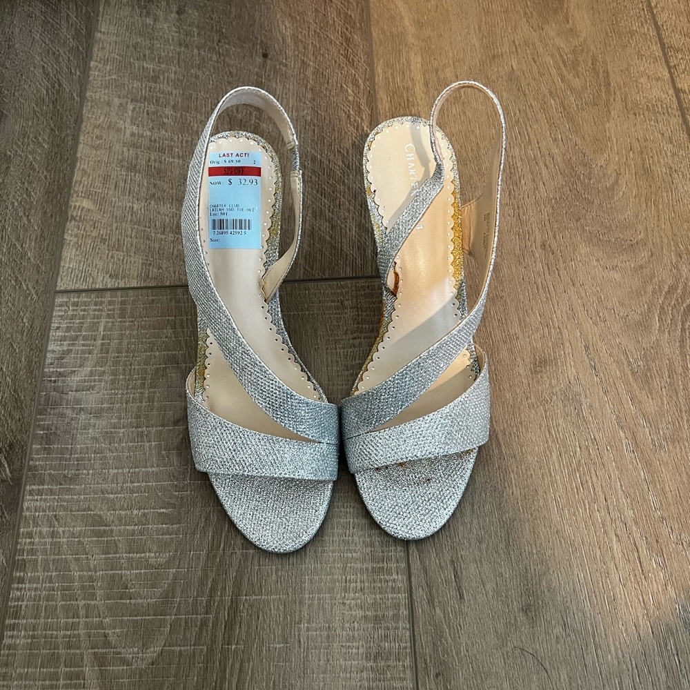 Charter Club Silver Strappy Heels